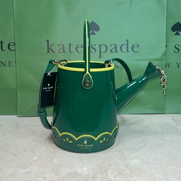 ♠️kate spade Harvest Time Watering Can Patent Fabric Crossbody, Green Multi NWT - Picture 8 of 16